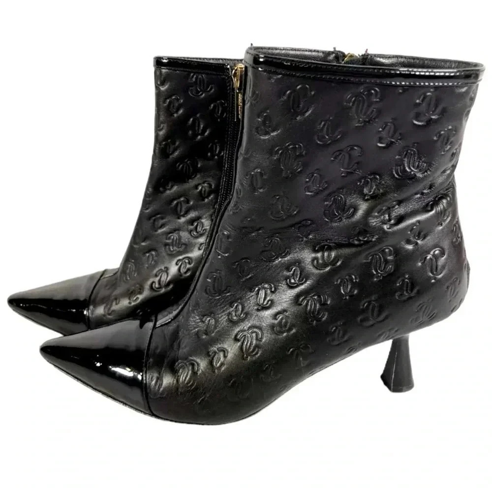 Jimmy Choo Womens Black Leather Italy Pointed Toe Zip Up Ankle Booties Size 40